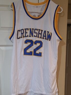 Love & Basketball Crenshaw 22 White Basketball Jersey with Blue & Gold Trim